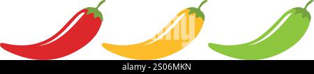 disegni di set di peperoni colorati vettoriali Illustrazione Vettoriale