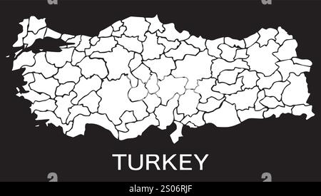 Disegno vettoriale Türkiye mappa, indicatore Türkiye, icona Illustrazione Vettoriale