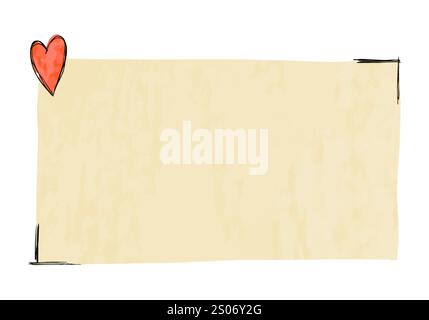 Cornice disegnata a mano con cuori a doodle, illustrazione vettoriale. Illustrazione Vettoriale