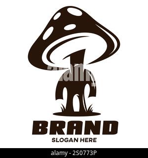 Logo di funghi uomo moderno. Illustrazione vettoriale Illustrazione Vettoriale