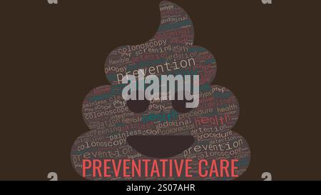 Collage nuvola di parole per il mese di sensibilizzazione del cancro colorettale a marzo, concetto di screening sanitario, prevenzione. Foto Stock