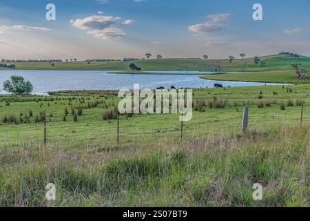Splendida e panoramica diga di Carcoar o lago Carcoar situato nella zona centro-occidentale del nuovo Galles del Sud, Australia Foto Stock