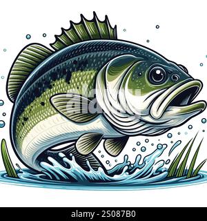 Illustrazione Bass Fish Vector Illustrazione Vettoriale