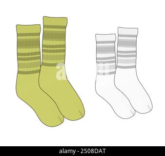 Illustrazione vettoriale del modello di mockup Cashmere Socks. Illustrazione Vettoriale