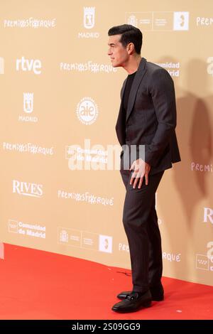 Madrid, Spagna. 14 dicembre 2024. Mario Casas partecipa al Red carpet per i Jose María Forque Awards 2024 al Palacio Municipal de Congresos de Madrid. (Foto di Nacho Lopez/SOPA Images/Sipa USA) credito: SIPA USA/Alamy Live News Foto Stock