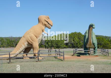 Il Dinosaur Valley State Park, vicino a Glen Rose, Texas, è stato creato nel 1972 per proteggere le tracce dei dinosauri lungo il fiume Paluxy. Foto Stock