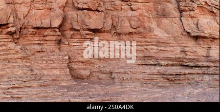 Frammento di un muro di arenaria del canyon rosso in Israele Foto Stock