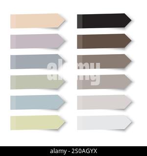 Frecce gradiente impostate. Tavolozza di colori pastello. Design a tonalità neutre. Elementi vettoriali morbidi. Illustrazione Vettoriale