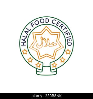 Logo Simple con icona Halal Food Illustrazione Vettoriale