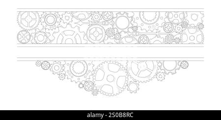 Telaio a doodle in stile schizzo con ingranaggi colorati disegnati a mano e ruote dentate, che incarnano un concetto di lavoro di squadra, idee aziendali e progresso. Illustrazione Vettoriale