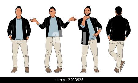 Set di personaggi d'affari in pose diverse Illustrazione Vettoriale