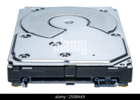 unità di archiviazione dati hdd del disco rigido di un computer isolata su sfondo bianco Foto Stock
