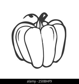 Icona disegnata a mano della zucca. Stile di schizzo Doodle. Elemento raccolta autunnale. Vettore isolato Illustrazione Vettoriale