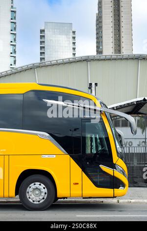 Marcopolo Paradiso G8 1200 Volkswagen 18,320 SH Euro 6 2024 autobus moderno in mostra alla fiera Bus Brasil Fest 2024, tenutasi nella città di Barueri, Brasile Foto Stock