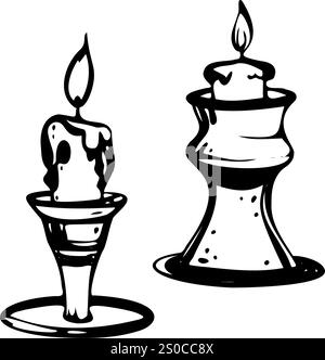 Illustrazione a candela vettoriale in stile contorno Illustrazione Vettoriale
