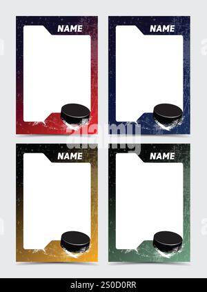 Hockey giocatore trading carta cornice bordo modello volantino Foto Stock