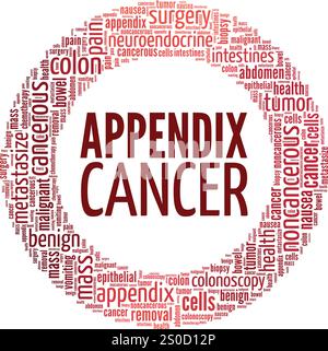 Appendice Cancer Word cloud Conceptual design isolato su sfondo bianco. Illustrazione Vettoriale