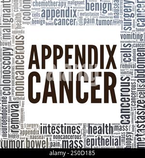 Appendice Cancer Word cloud Conceptual design isolato su sfondo bianco. Illustrazione Vettoriale