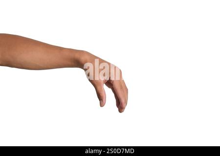 Prendere e afferrare, gesti della mano, isolati su sfondo bianco. Foto Stock