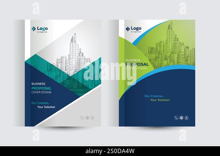 Concetto di modello di copertina del catalogo delle proposte aziendali adatto per progetti multiuso Illustrazione Vettoriale