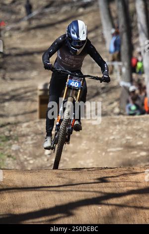 Tennessee National Mountain Bike Festival 2024 Downhill Event al WindRock Bike Park di Oliver Springs, Tennessee, Stati Uniti. Foto Stock