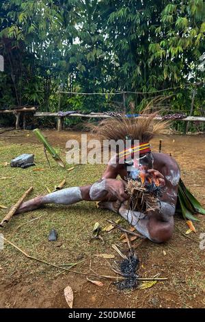 La tribù Moroma della Papua nuova Guinea, regione delle Highlands Foto Stock