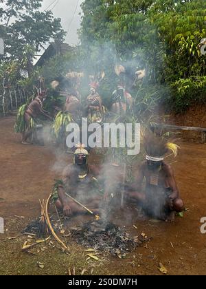 La tribù Moroma della Papua nuova Guinea, regione delle Highlands Foto Stock