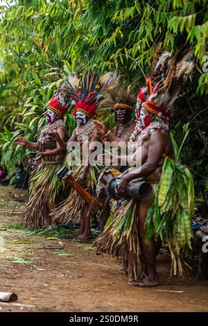 La tribù Moroma della Papua nuova Guinea, regione delle Highlands Foto Stock