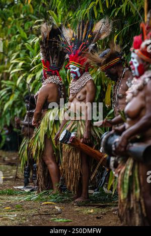 La tribù Moroma della Papua nuova Guinea, regione delle Highlands Foto Stock