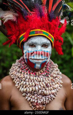 La tribù Moroma della Papua nuova Guinea, regione delle Highlands Foto Stock