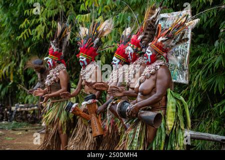 La tribù Moroma della Papua nuova Guinea, regione delle Highlands Foto Stock