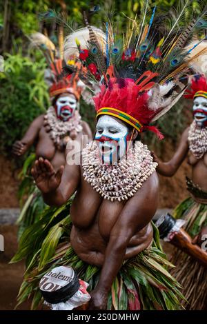 La tribù Moroma della Papua nuova Guinea, regione delle Highlands Foto Stock