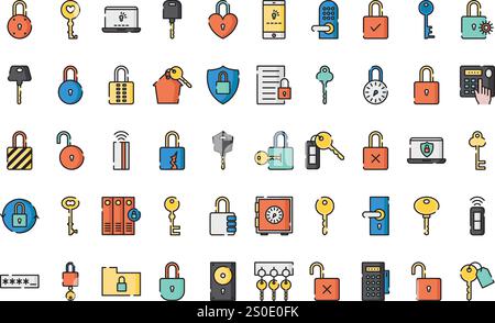 Icone di sicurezza raccolta icone vettoriali di alta qualità con tratto modificabile. Ideale per progetti professionali e creativi. Illustrazione Vettoriale