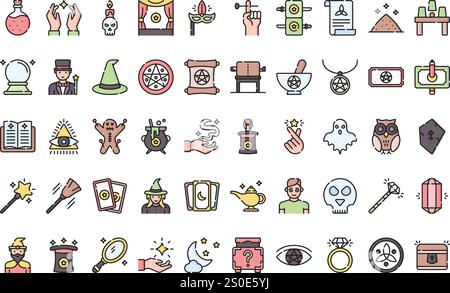 Magic icons Collezione di icone vettoriali di alta qualità con traccia modificabile. Ideale per progetti professionali e creativi. Illustrazione Vettoriale