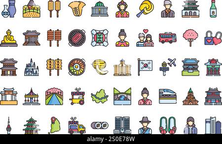 Seoul Icons raccolta di icone vettoriali di alta qualità con tratto modificabile. Ideale per progetti professionali e creativi. Illustrazione Vettoriale