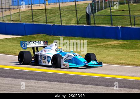 Milwaukee Wisconsin, USA - 16 agosto 2014: Prove e qualifiche della serie IndyCar Indy Lights, Milwaukee Mile. 83 Matthew Brabham - Stati Uniti, AN Foto Stock