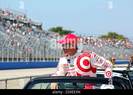 Milwaukee Wisconsin, Stati Uniti d'America - 17 agosto 2014: Presentazione dei piloti Verizon Indycar Series Indyfest ABC 250. 9 Scott Dixon Auckland, nuova Zelanda Target C Foto Stock