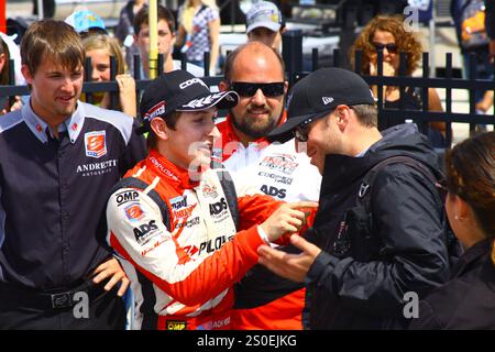 Milwaukee Wisconsin, USA - 16 agosto 2014: Serie IndyCar Indy Lights, Milwaukee Mile. 26 Zach Veach - Stati Uniti, Vincitore Andretti Autosport Foto Stock