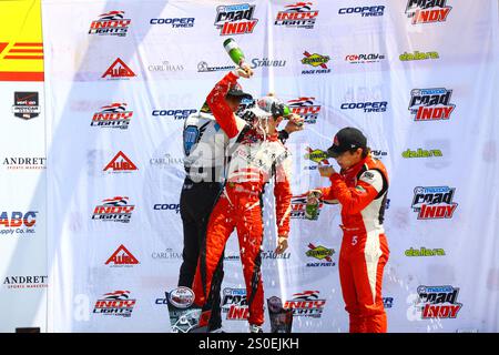 Milwaukee Wisconsin, USA - 16 agosto 2014: Serie IndyCar Indy Lights, Milwaukee Mile. 26 Zach Veach - Stati Uniti, Vincitore Andretti Autosport Foto Stock