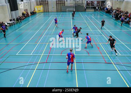 Lierde, Belgio. 27 dicembre 2024. Situazione di gioco nella Supercup minivoetbal 2024 tra Doltcini Erwetegem e AZ77 Maldegem, venerdì 27 dicembre 2024 a Lierde, Belgio. Crediti: Sportpix/Alamy Live News Foto Stock