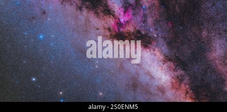 Panorama della ricca regione della via Lattea meridionale nelle costellazioni norma e Ara. Foto Stock