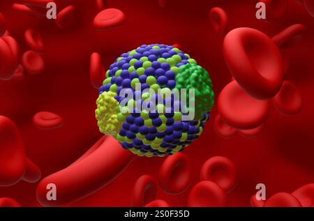 Colesterolo LDL (lipoproteina a bassa densità) - Vista ravvicinata illustrazione 3d. Foto Stock