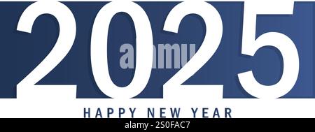 Moderno sfondo di Capodanno 2025 in stile papercut Illustrazione Vettoriale