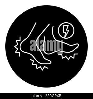 Icona nera della sindrome delle gambe senza riposo. Firma per pagina Web, app mobile, pulsante, logo. Pulsante isolato vettore. Traccia modificabile. Illustrazione Vettoriale