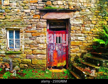 Un cottage vecchio tempo ad Appersett vicino Hawes, nello Yorkshire Dales. Foto Stock