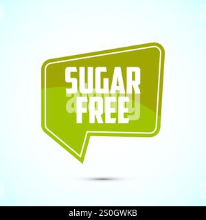 Etichetta o adesivo con il logo senza zucchero. Icona diabetica. Nessun simbolo di zucchero per il confezionamento degli alimenti Illustrazione Vettoriale