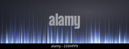 Linee orizzontali verticali blu. Raggi di velocità, velocità del flusso al neon della luce, effetto di movimento, tracce di luce colorate, strisce, raggi laser. Sfondo astratto Illustrazione Vettoriale