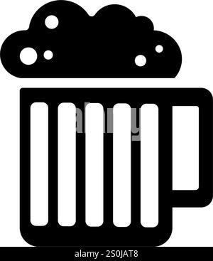 tazza di birra semplice icona vettoriale Illustrazione Vettoriale