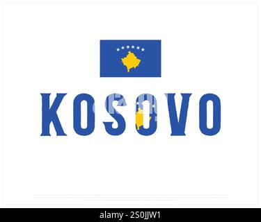 Kosovo Flag Typography con bandiera nazionale su sfondo bianco Kosovo Flag Typography Vector design Illustrazione Vettoriale