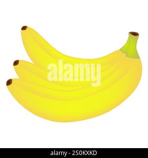 Tre banane mature isolate su sfondo bianco. Illustrazione Vettoriale